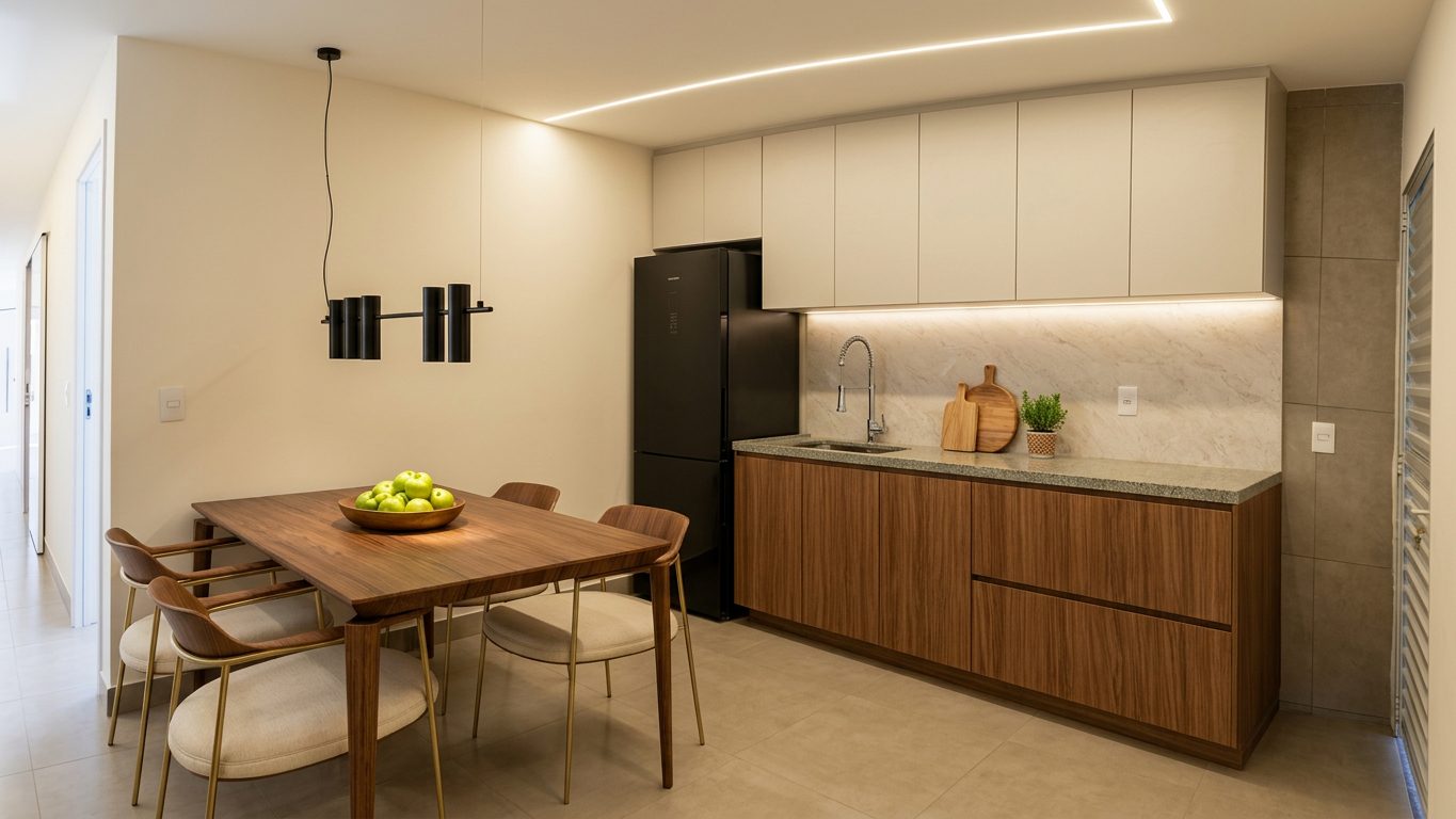 Cozinha decorada com marcenaria planejada